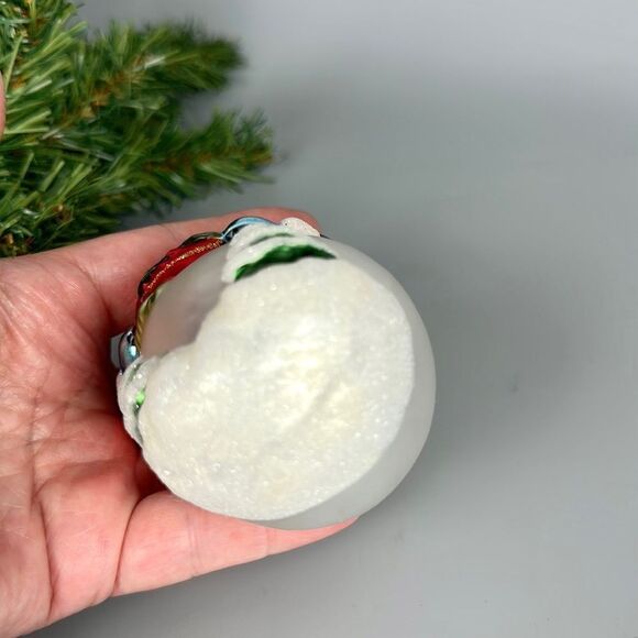 Lao Mai Christmas Ornament Blown Glass Snowman Holding Heart Holiday 5" - Picture 6 of 8